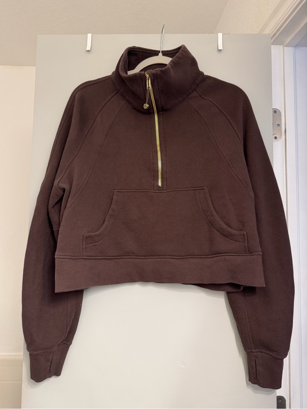lululemon athletica Scuba Espresso and Gold Cropped Quarter-Zip Pullover